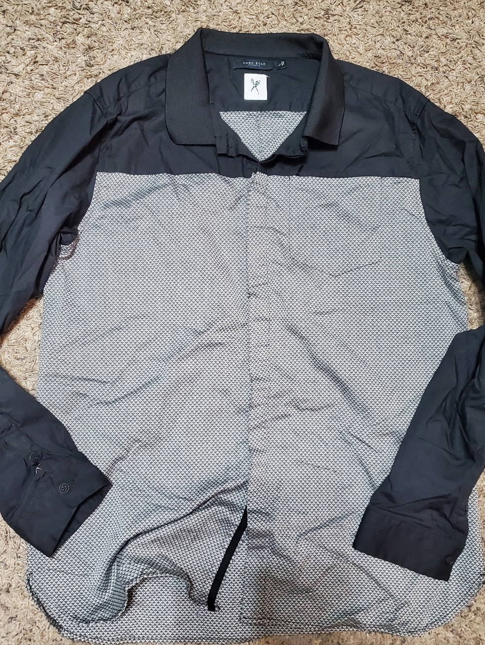 MARC ECKO Cut & Sew Botton Down Shirt, Size: Large